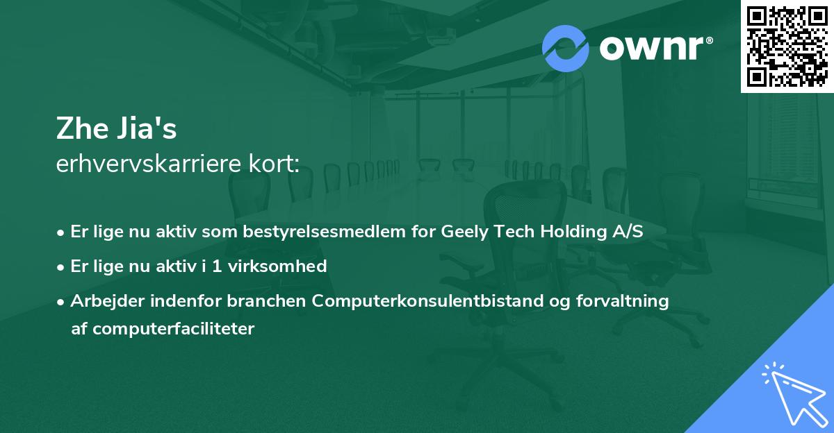 Zhe Jia's erhvervskarriere kort