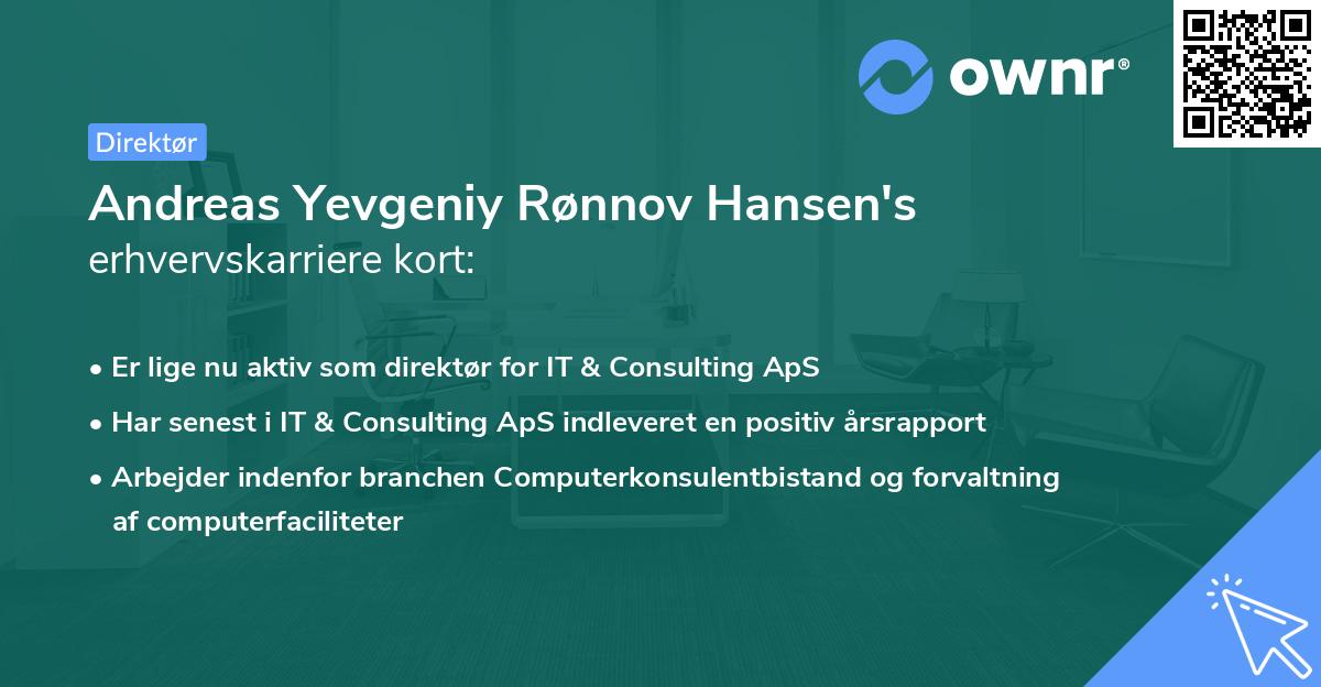 Andreas Yevgeniy Rønnov Hansen's erhvervskarriere kort