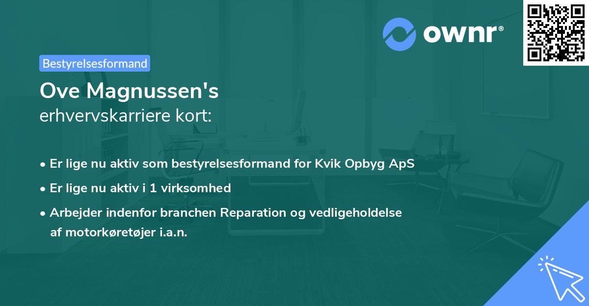 Ove Magnussen's erhvervskarriere kort