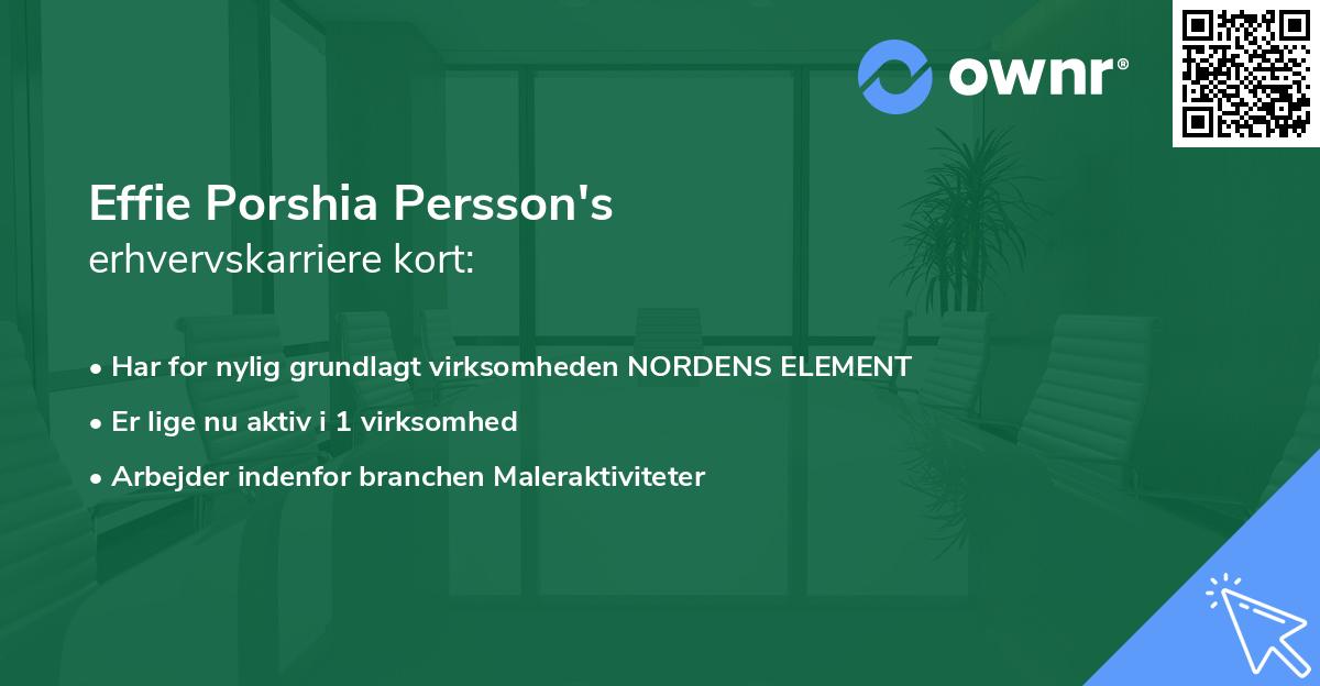 Effie Porshia Persson's erhvervskarriere kort