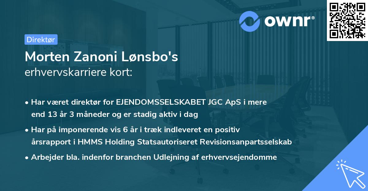 Morten Zanoni Lønsbo's erhvervskarriere kort