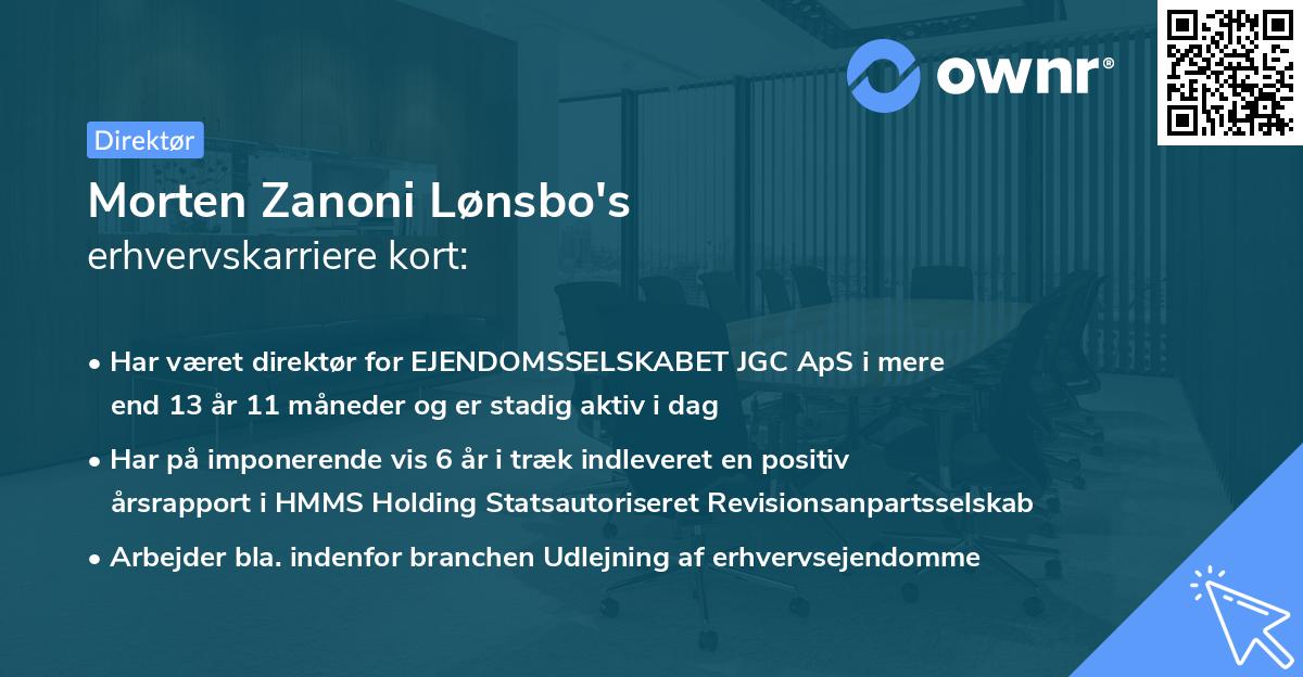 Morten Zanoni Lønsbo's erhvervskarriere kort