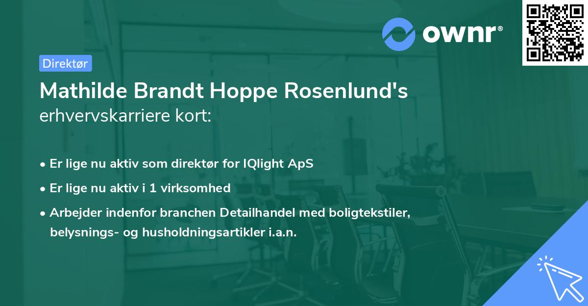 Mathilde Brandt Hoppe Rosenlund's erhvervskarriere kort