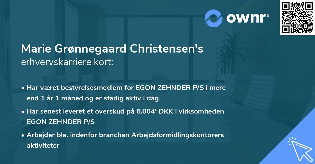 Marie Grønnegaard Christensen's erhvervskarriere kort
