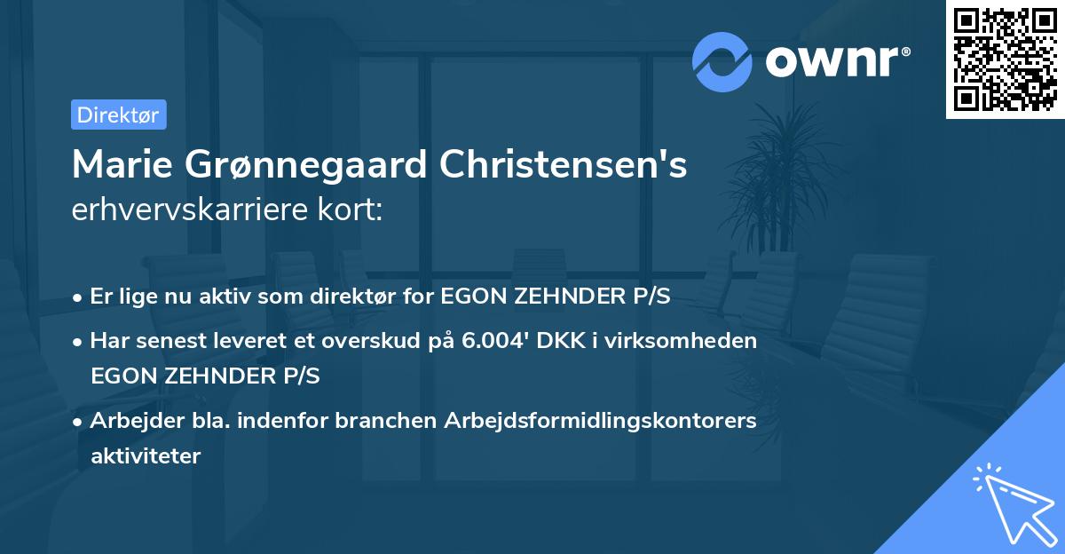 Marie Grønnegaard Christensen's erhvervskarriere kort
