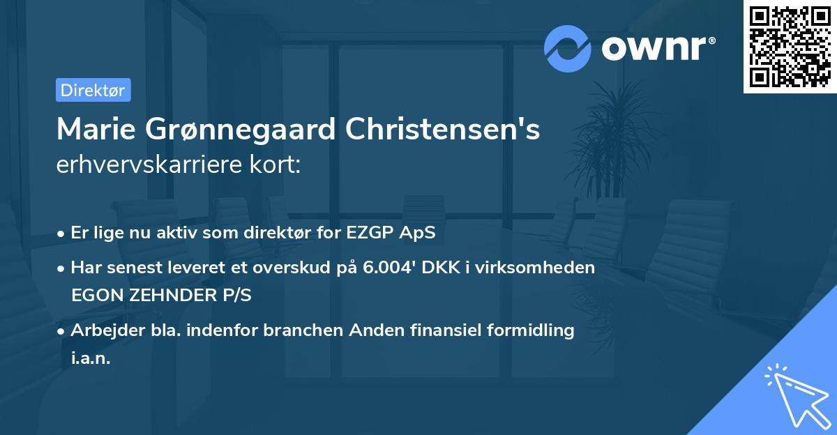 Marie Grønnegaard Christensen's erhvervskarriere kort