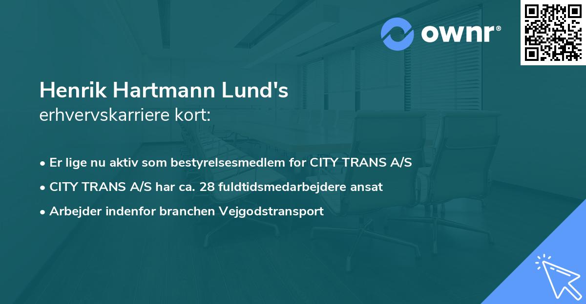 Henrik Hartmann Lund's erhvervskarriere kort