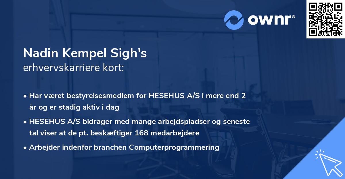 Nadin Kempel Sigh's erhvervskarriere kort