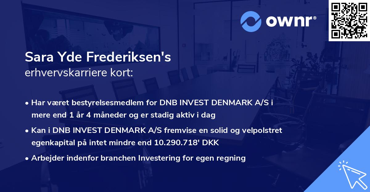 Sara Yde Frederiksen's erhvervskarriere kort