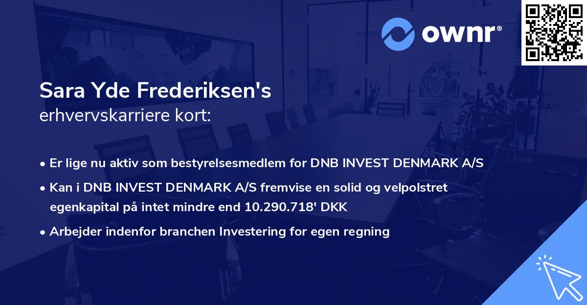 Sara Yde Frederiksen's erhvervskarriere kort