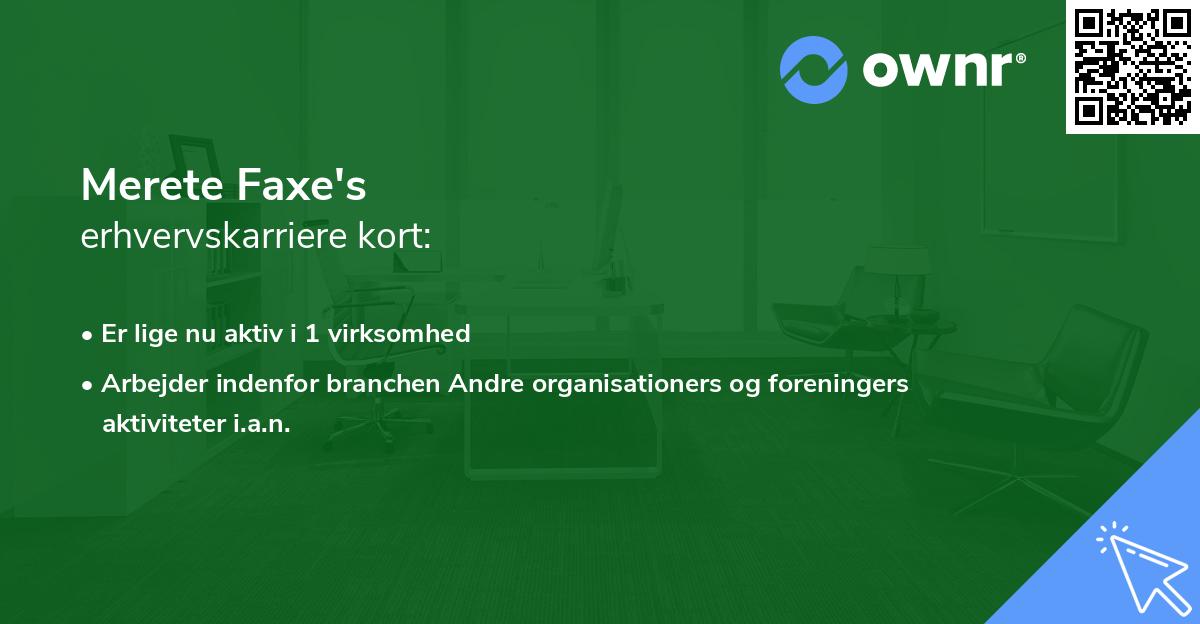 Merete Faxe's erhvervskarriere kort