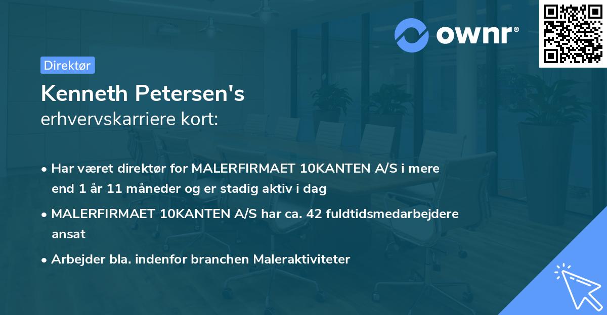 Kenneth Petersen's erhvervskarriere kort