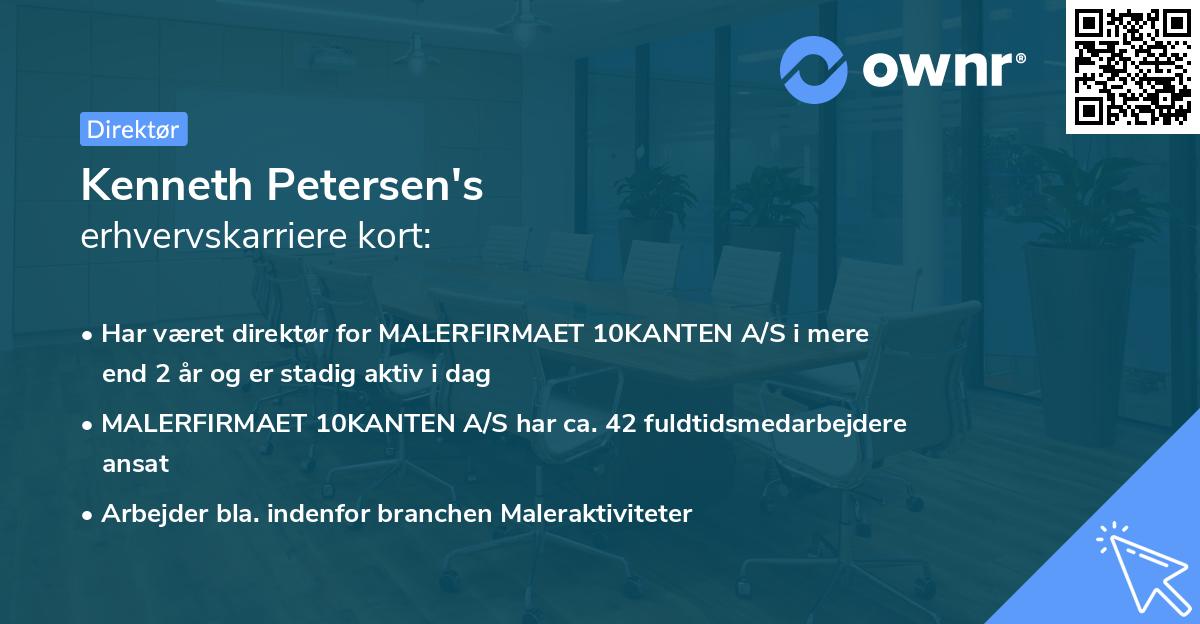 Kenneth Petersen's erhvervskarriere kort