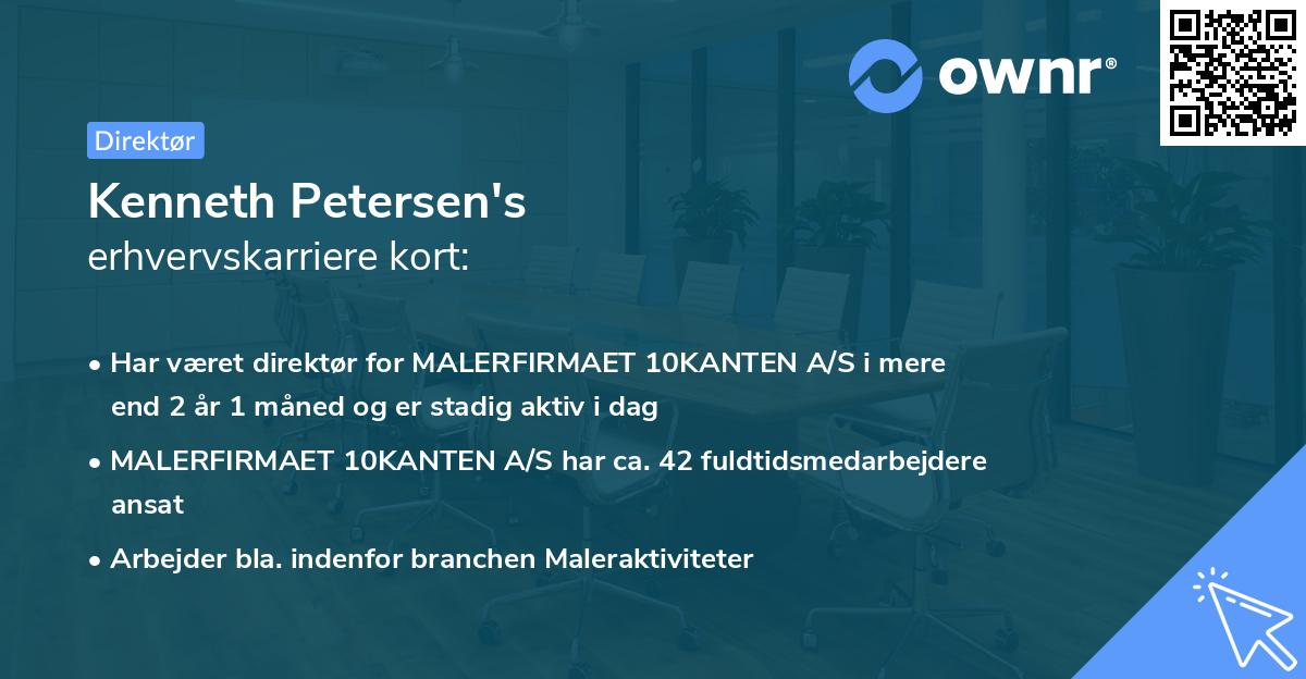 Kenneth Petersen's erhvervskarriere kort