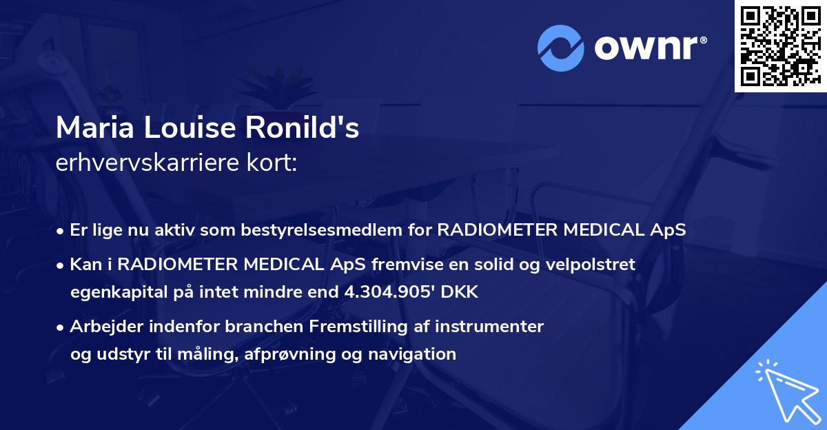 Maria Louise Ronild's erhvervskarriere kort