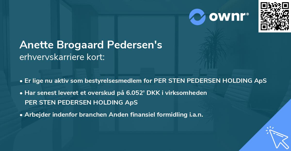 Anette Brogaard Pedersen's erhvervskarriere kort