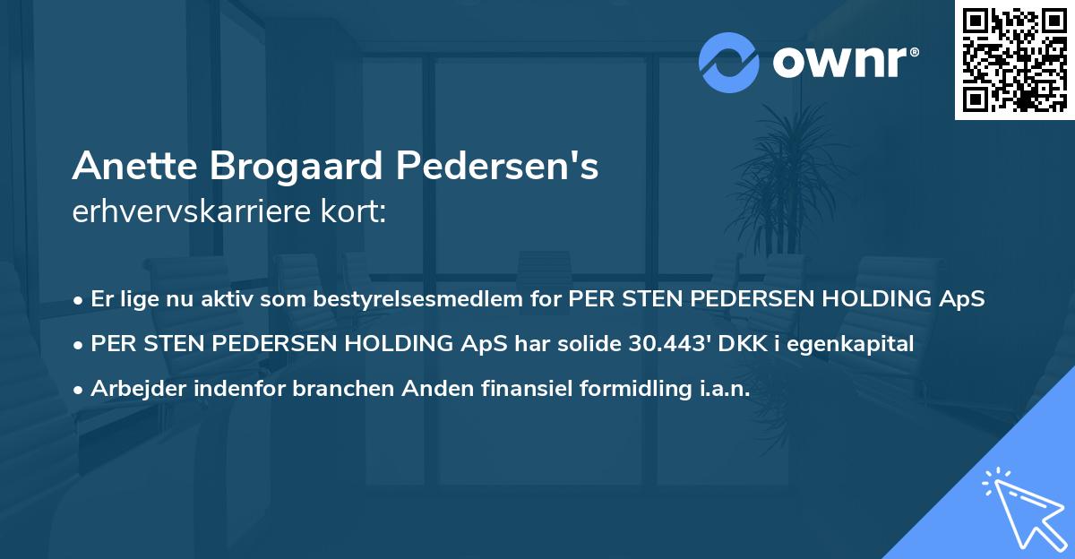Anette Brogaard Pedersen's erhvervskarriere kort