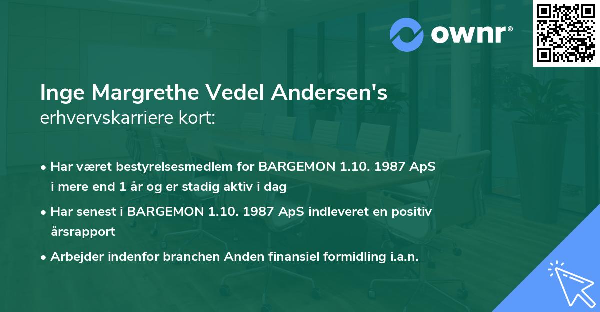 Inge Margrethe Vedel Andersen's erhvervskarriere kort