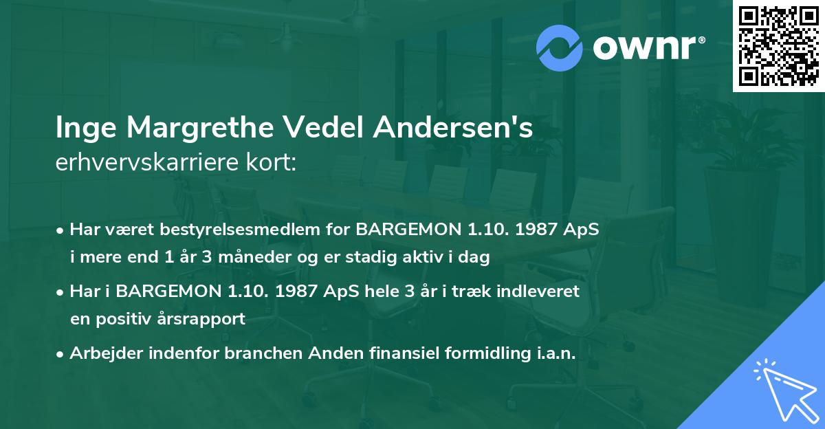 Inge Margrethe Vedel Andersen's erhvervskarriere kort