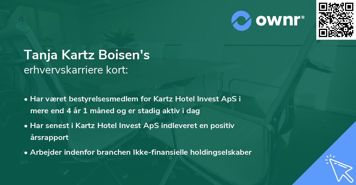 Tanja Kartz Boisen's erhvervskarriere kort