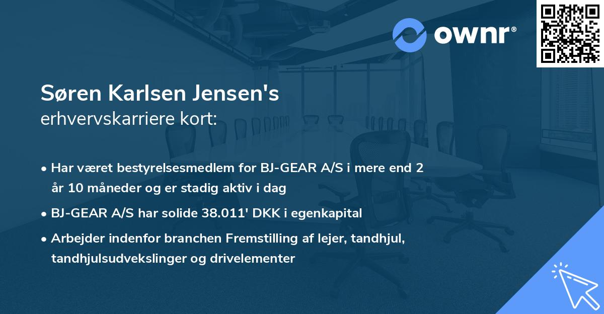 Søren Karlsen Jensen's erhvervskarriere kort