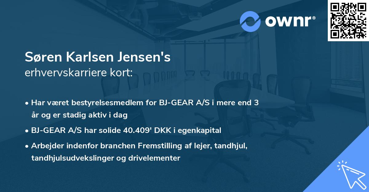 Søren Karlsen Jensen's erhvervskarriere kort