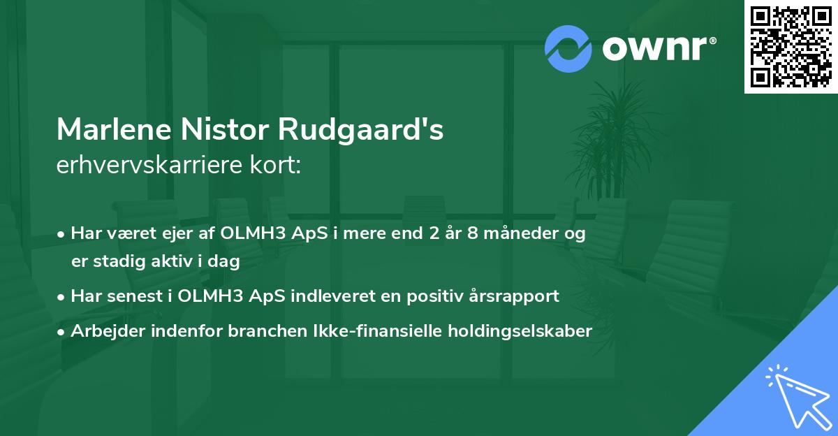 Marlene Nistor Rudgaard's erhvervskarriere kort