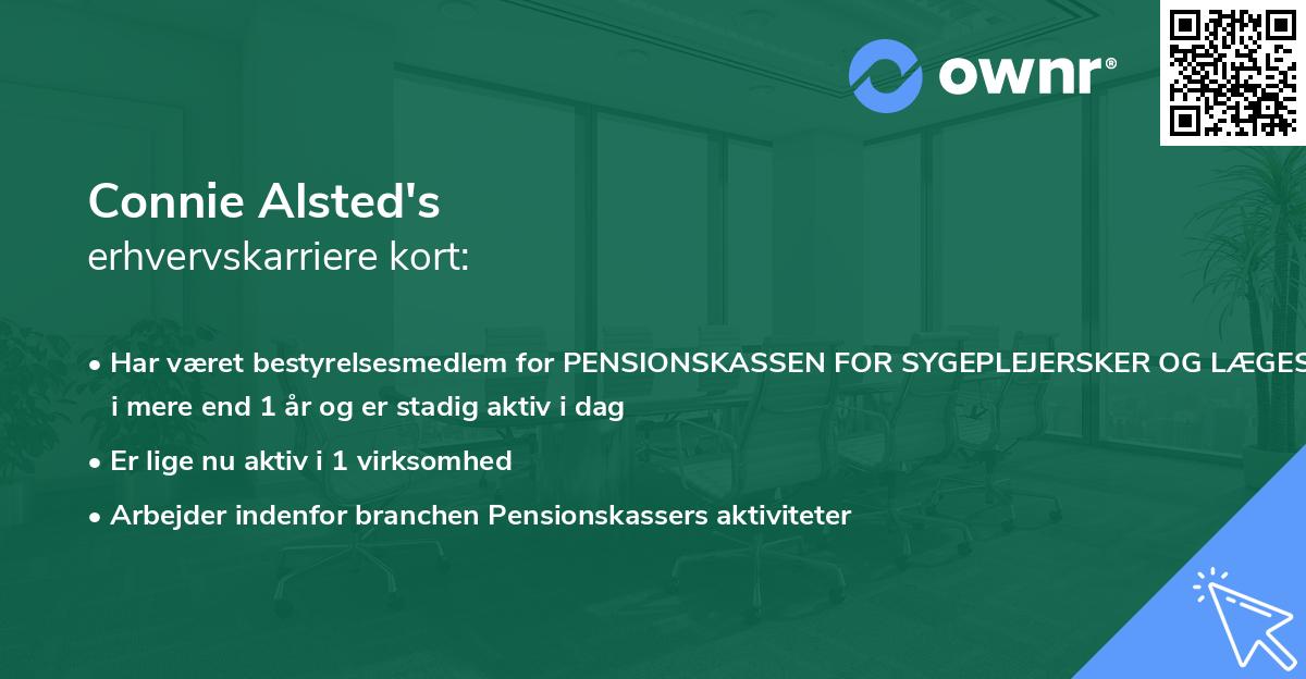Connie Alsted's erhvervskarriere kort