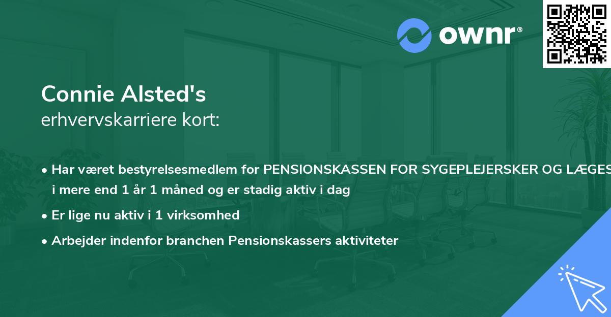 Connie Alsted's erhvervskarriere kort