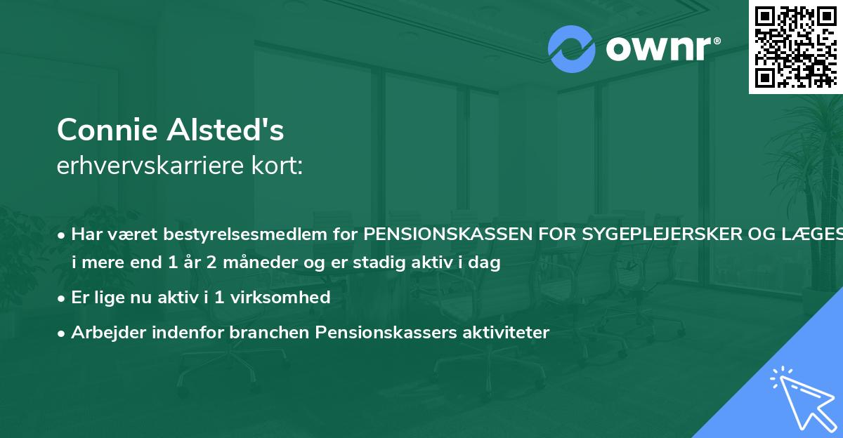 Connie Alsted's erhvervskarriere kort