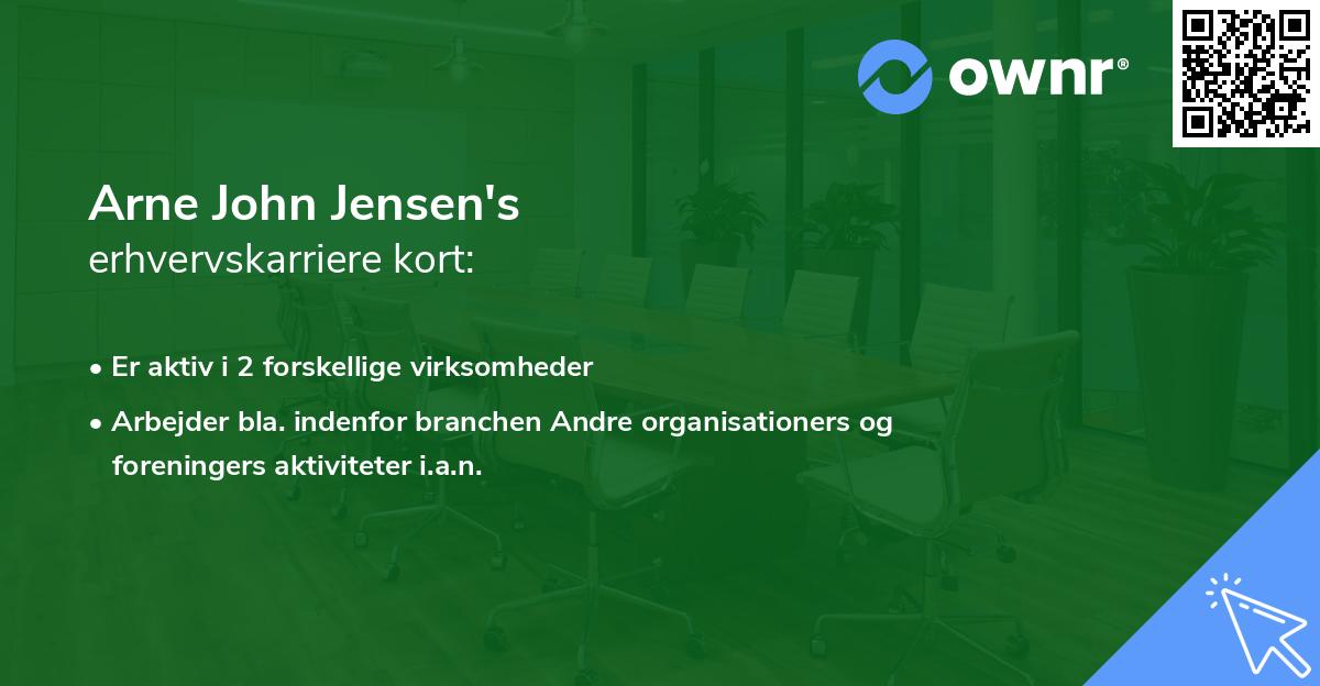 Arne John Jensen's erhvervskarriere kort