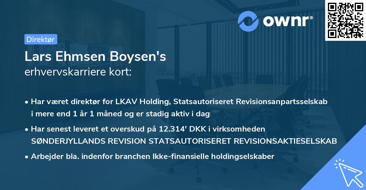 Lars Ehmsen Boysen's erhvervskarriere kort
