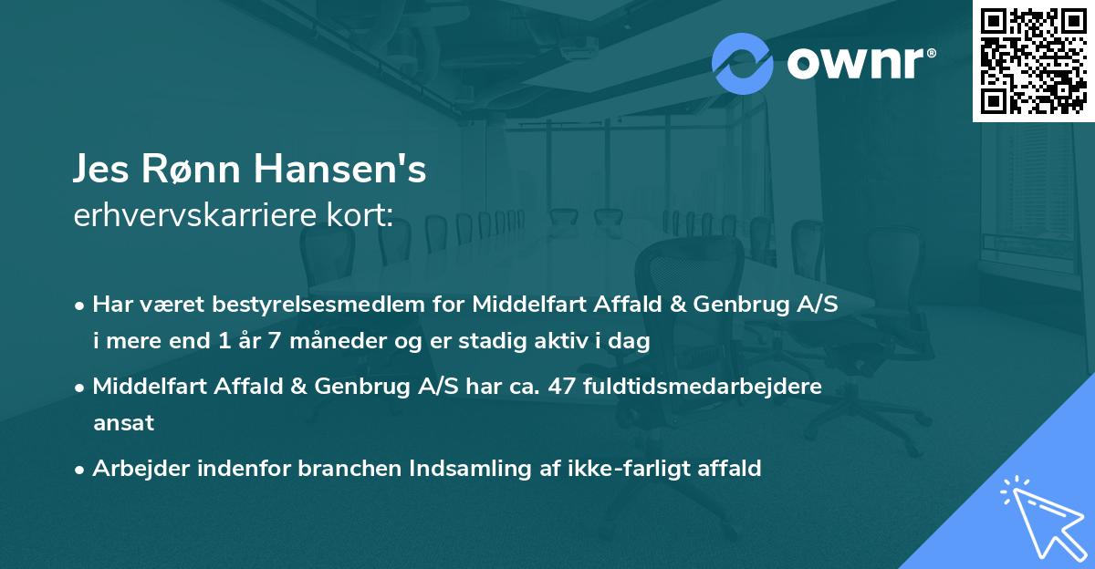 Jes Rønn Hansen's erhvervskarriere kort