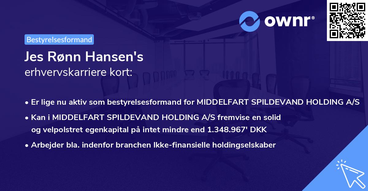 Jes Rønn Hansen's erhvervskarriere kort