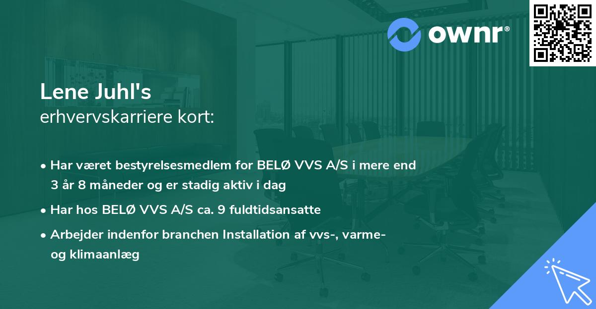 Lene Juhl's erhvervskarriere kort