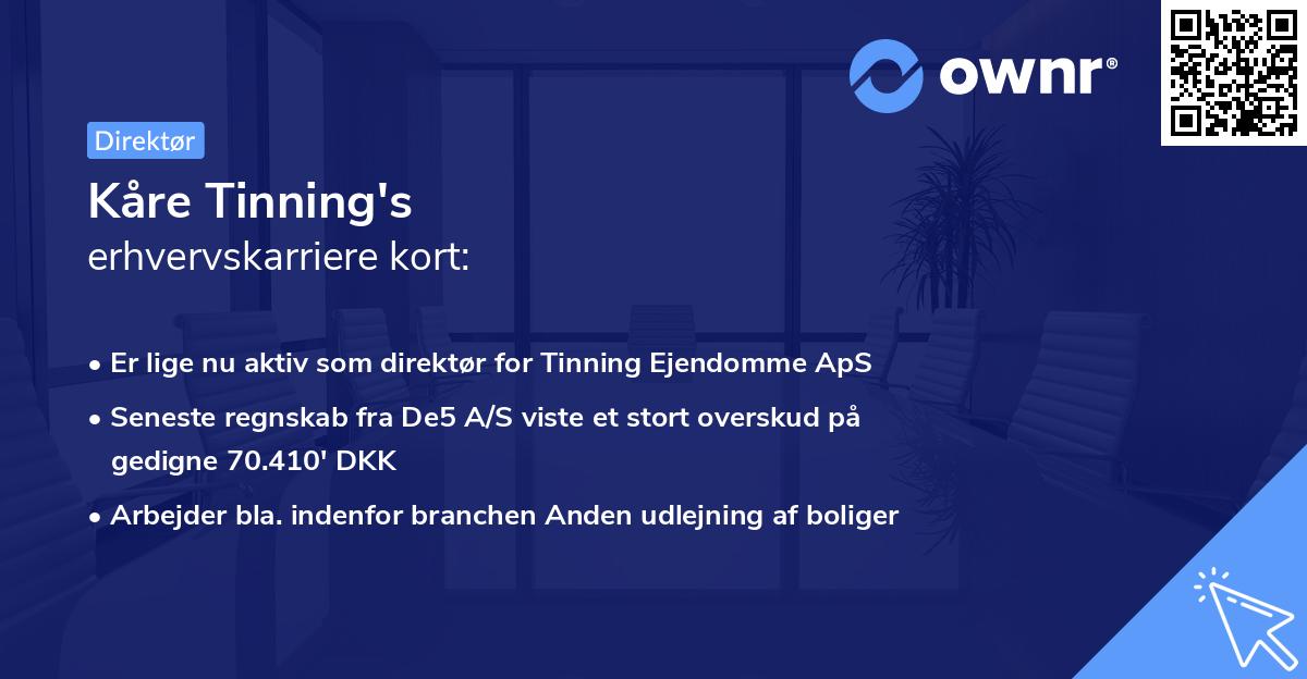 Kåre Tinning's erhvervskarriere kort