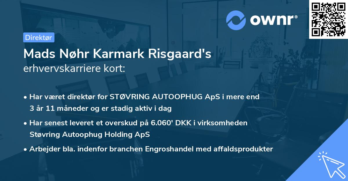 Mads Nøhr Karmark Risgaard's erhvervskarriere kort