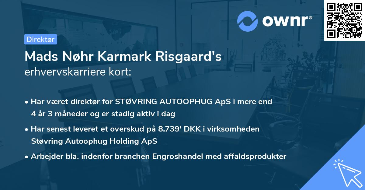 Mads Nøhr Karmark Risgaard's erhvervskarriere kort