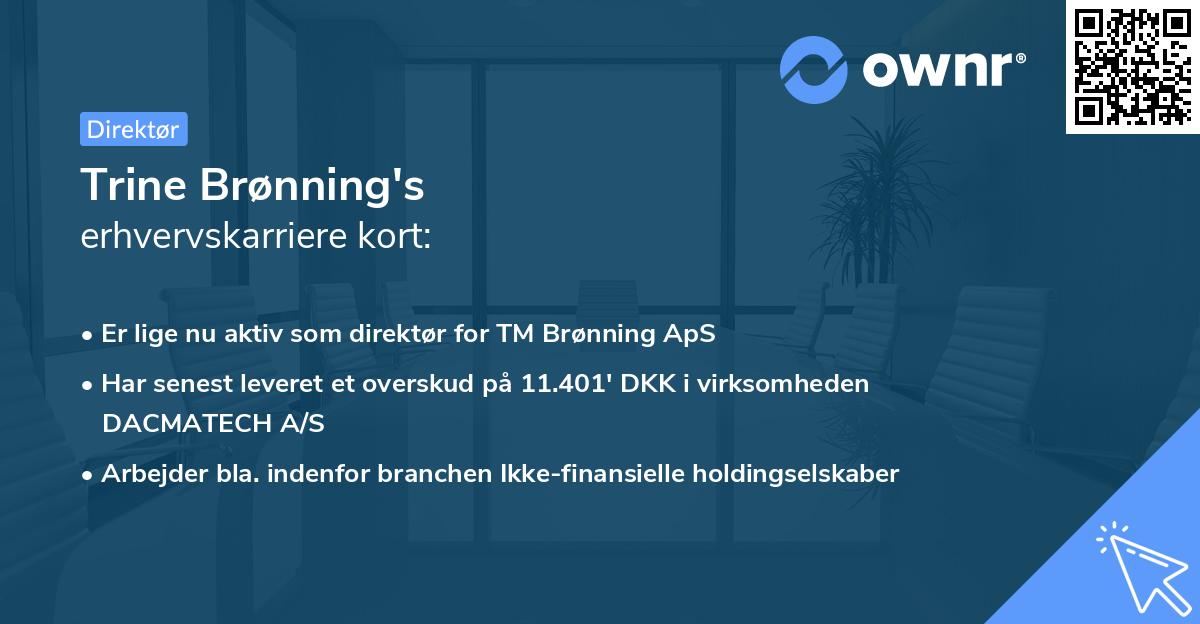 Trine Brønning's erhvervskarriere kort