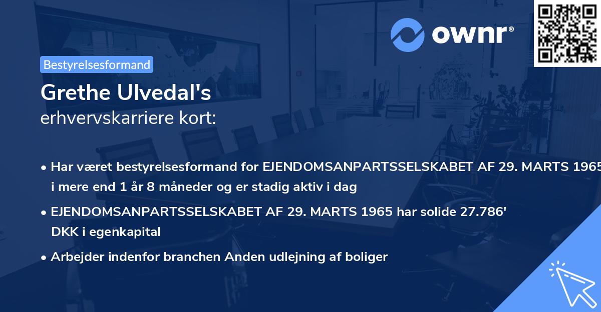 Grethe Ulvedal's erhvervskarriere kort