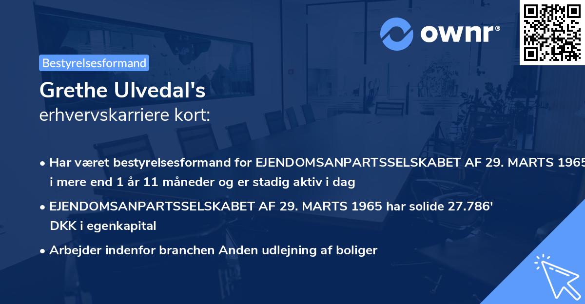 Grethe Ulvedal's erhvervskarriere kort