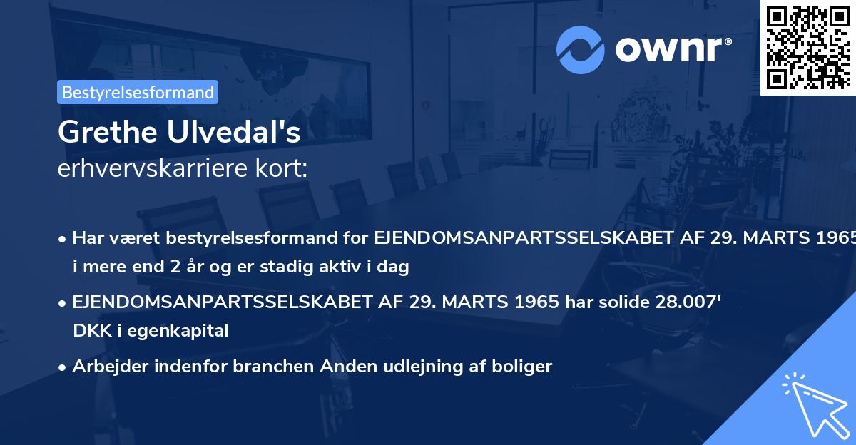 Grethe Ulvedal's erhvervskarriere kort