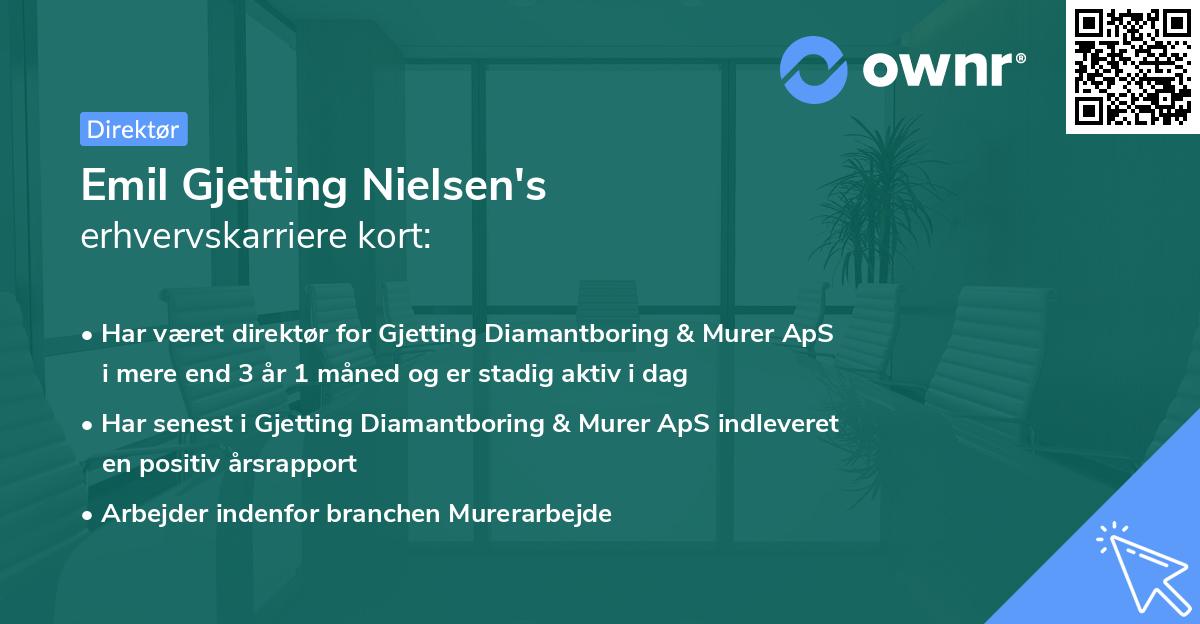 Emil Gjetting Nielsen's erhvervskarriere kort