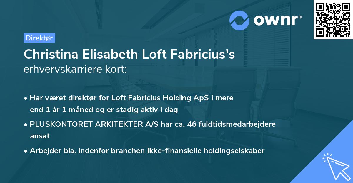 Christina Elisabeth Loft Fabricius's erhvervskarriere kort