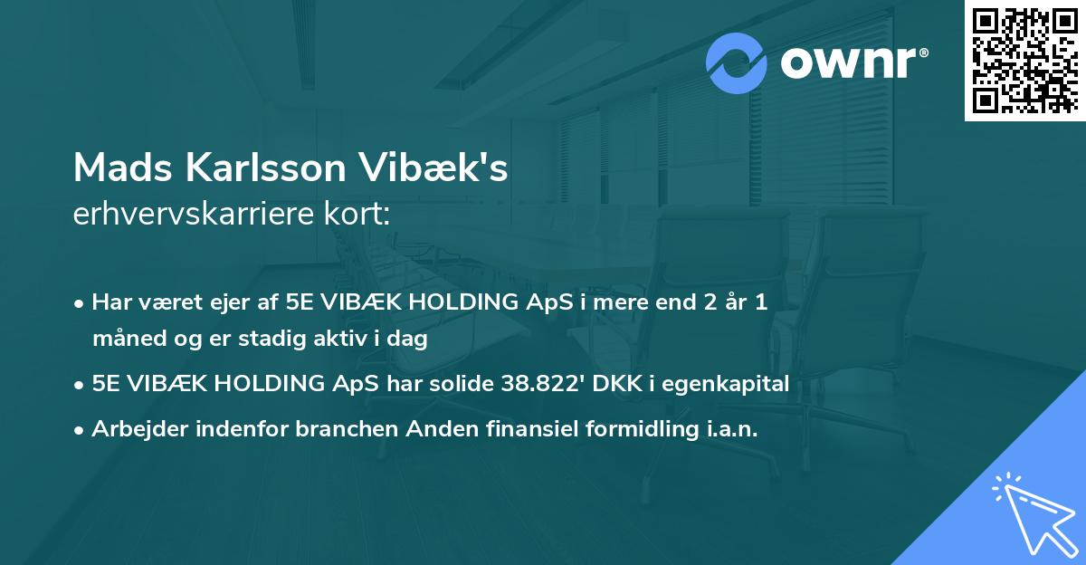 Mads Karlsson Vibæk's erhvervskarriere kort