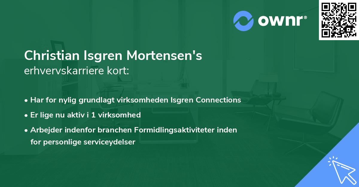 Christian Isgren Mortensen's erhvervskarriere kort