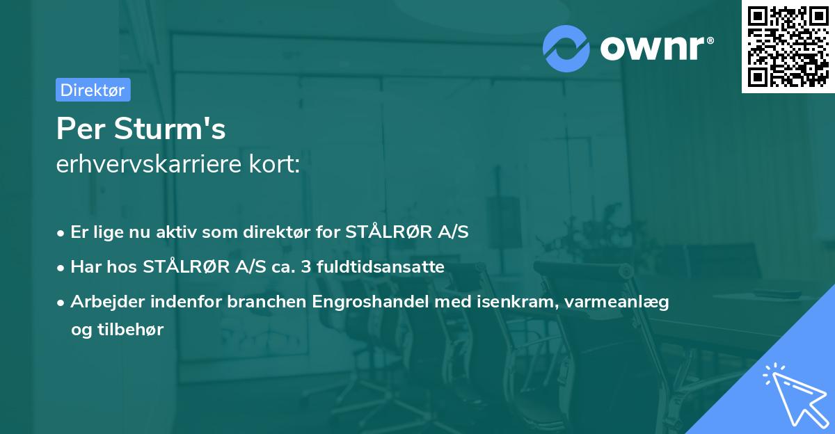 Per Sturm's erhvervskarriere kort