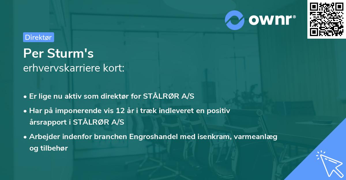 Per Sturm's erhvervskarriere kort