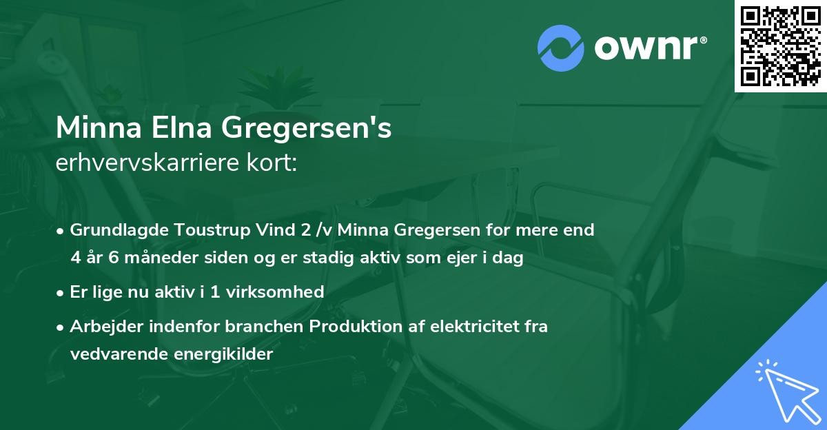 Minna Elna Gregersen's erhvervskarriere kort
