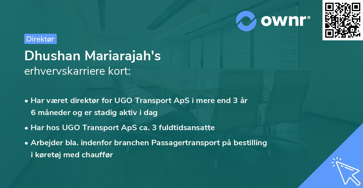 Dhushan Mariarajah's erhvervskarriere kort